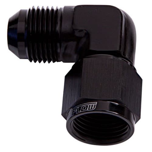 90 Deg Female - Male -8AN Black Swivel Nut