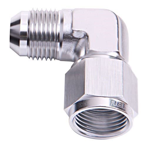 90 Deg Female - Male -10AN Silver Swivel Nut