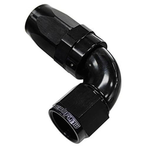 90 Deg Hose End -04AN Black Full Flow Taper Style