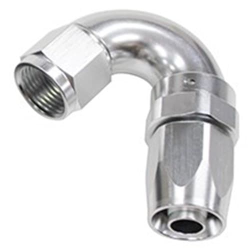 150 Deg Hose End -06AN Silver Full Flow Taper Style