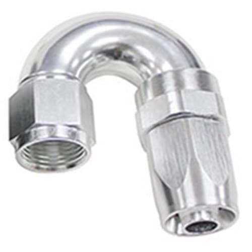 180 Deg Hose End -10AN Silver Full Flow Taper Style