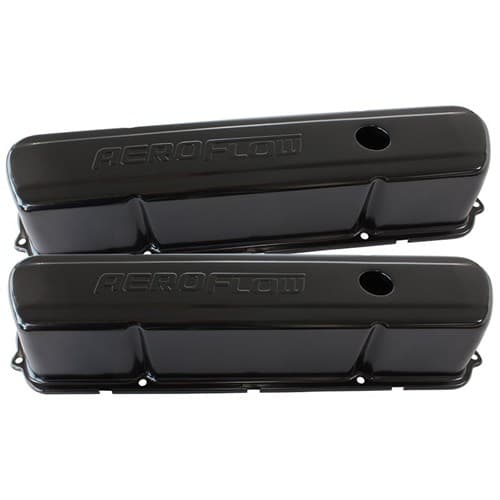 Steel Valve Covers, 253 308 Black with Aeroflow Logo