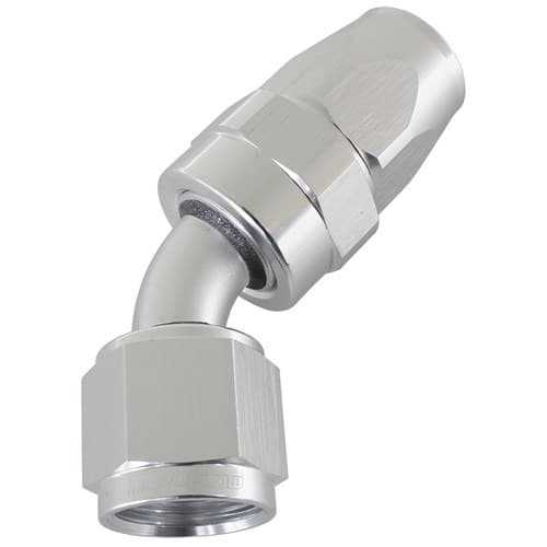 Alloy 45 Deg Hose End -3AN Silver Swivel Nut Suit Teflon