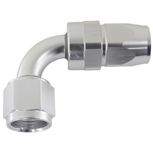 Alloy 90 Deg Hose End -8AN Silver Full Swivel Suit Teflon
