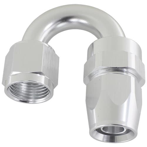 Alloy 180 Deg Hose End -3AN Silver Full Swivel Suit Teflon