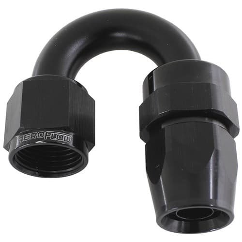 Alloy 180 Deg Hose End -10AN Black Full Swivel Suit Teflon