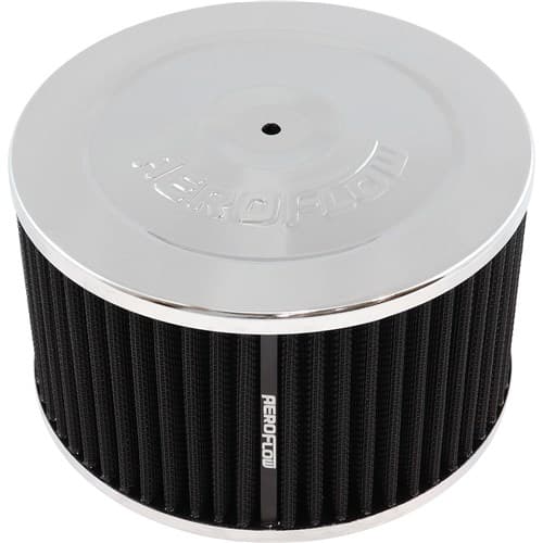 7" x 4" Air Cleaner Assy 5-1/8" Flat Base Chrome Cotton Aeroflow - Af 2851-1335