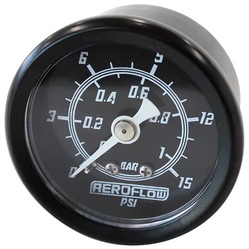 1-1/2" 0-15 PSI Press Gauge Black Face White Pointer