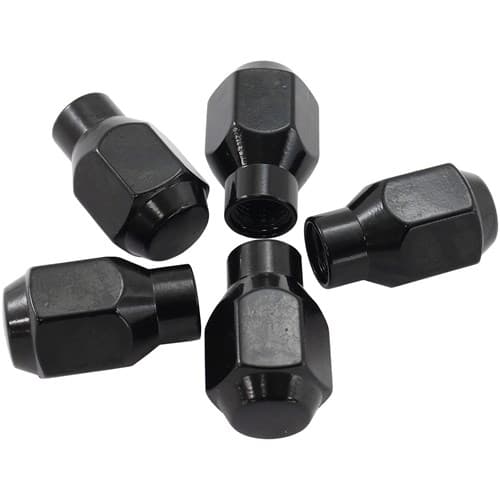 1/2"-20 Conical Et Closed Wheel Nuts Black (5 Pack)