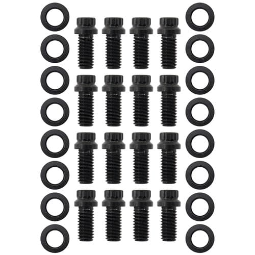 Small Block Chev Header Bolts 12 Point Black X 12 3/8 .750" Univer Aeroflow - Af 37-1003