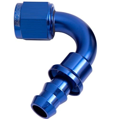 120 Deg Push Lock End -6AN Blue No Clamp Required
