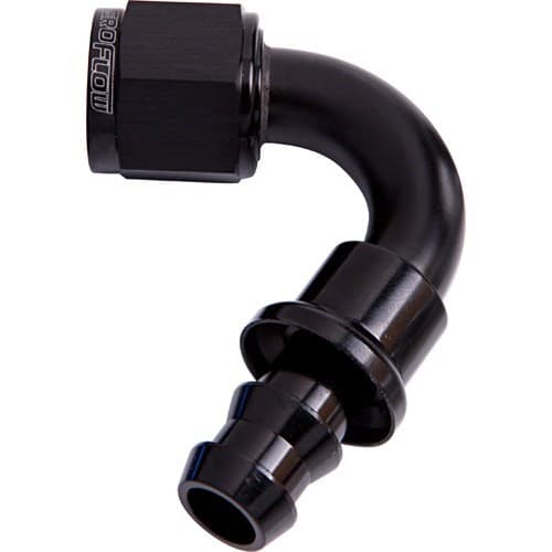 120 Deg Push Lock End -6AN Black No Clamp Required