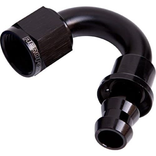 150 Deg Push Lock End 10AN Black No Clamp Required