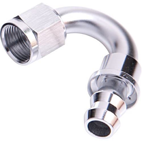 150 Deg Push Lock End -12AN Silver No Clamp Required