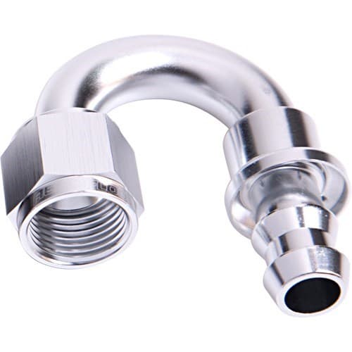 180 Deg Push Lock End -8AN Silver No Clamp Required