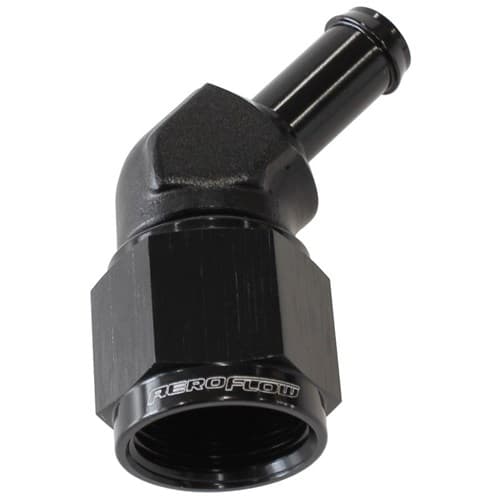 Female -8AN 45deg to 3/8" Barbblack Swivel Nut