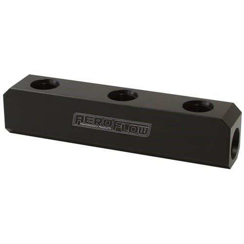 Fuel Block, Log Type -8ORB Black 2 X-8 Side, 3X -8 Top