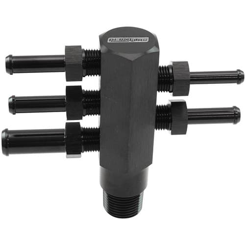 3/8 NPT Vacuum Tree Alloy BLAC5 x 1/8" NPT to Barb Intake Manifold Aeroflow Af 458-06BLK