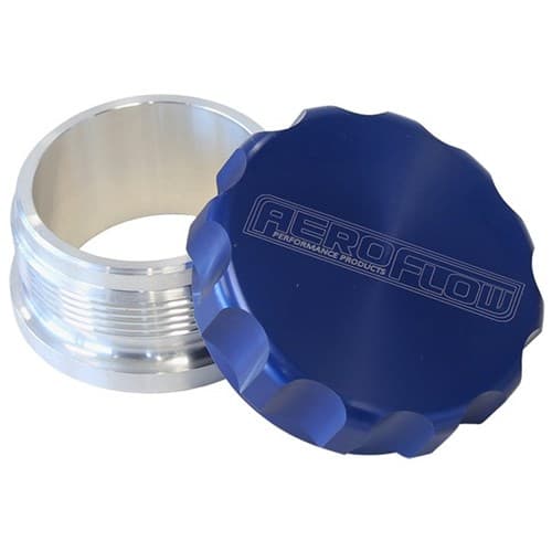 3" Alum Weld Bung and Cap Raw Weld on / Blue Cap