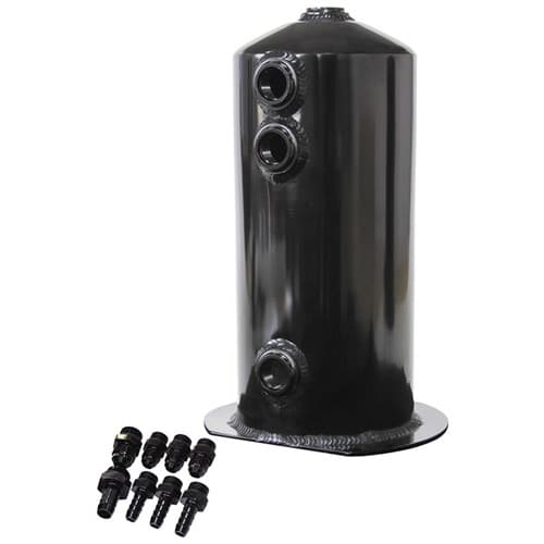 Surge Tank 2.5L Anodised BLACK3X3/8 1x1/2 or 3X -6AN 1X -8AN