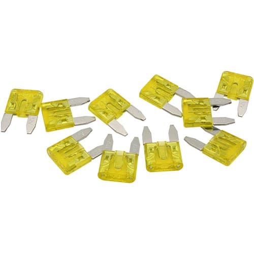 20 Amp Mini Blade Fuse Yellow Body Colour 10 Pack