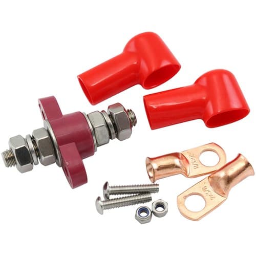 Single Electrical Bulkhead M10POST Positive Stud Red Termina