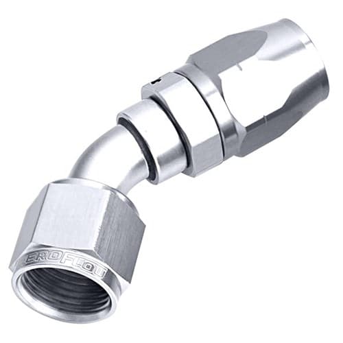 Alloy 45 Deg Hose End -16AN Silver Cuter Style Full Swivel