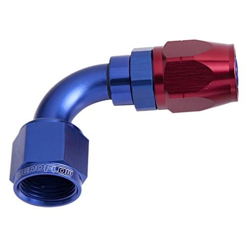 Alloy 90 Deg Hose End -6AN Blue Cutter Style Full Swivel