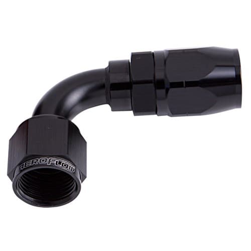 Alloy 90 Deg Hose End -20AN Black Cutter Style Full Swivel