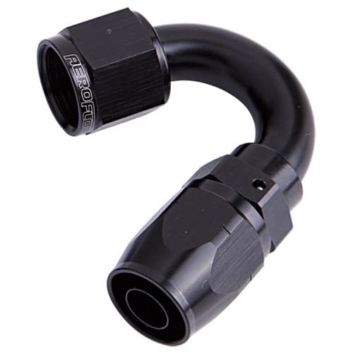 Alloy 150 Deg Hose End -4AN Black Cutter Style Full Swivel
