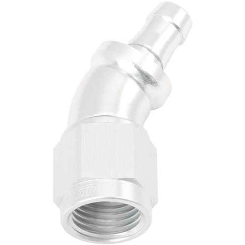 -6AN to 5/16" Barb 30 Deg Fullflow Push Lock Silver