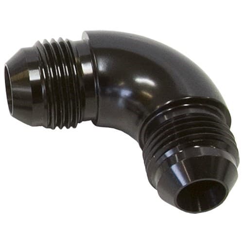 -8AN 90 Deg Male Flare Union Black Full Flow No Restriction