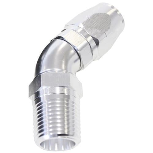 Male 1/2 NPT 45 Deg to -10 Hossilver Full Flow Billet 1PIECE