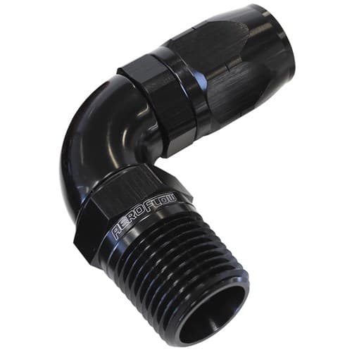 Male 1/4 NPT 90 Deg to -8 Hoseblack Full Flow Billet 1 Piece