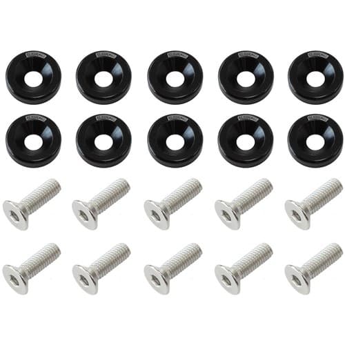 Billet Dress Up Fender Bolt 10PACK M8 x 1.25mm UHL 20mm Black Aeroflow - Af 64-4374BLK