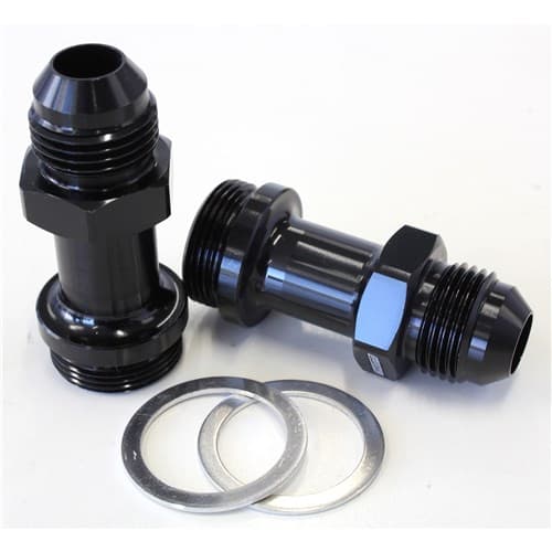 Holley Inlet Fitting -8AN Black 7/8" x 20 to -8AN Long