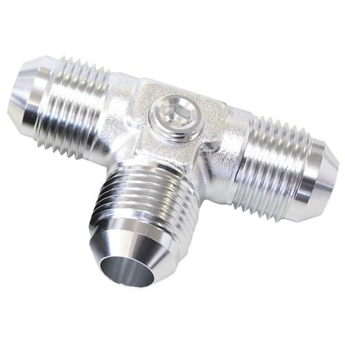 Male Flare Tee -8AN with 1/8" Port Silver All Sides Male AN