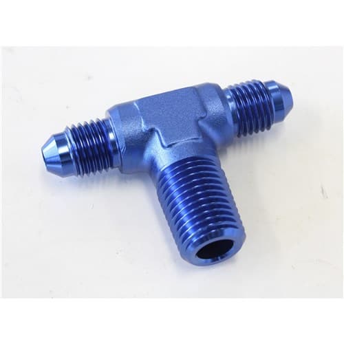 Tee -4AN with 1/4" NPT on Sideblue AN Tee with NPT on Side