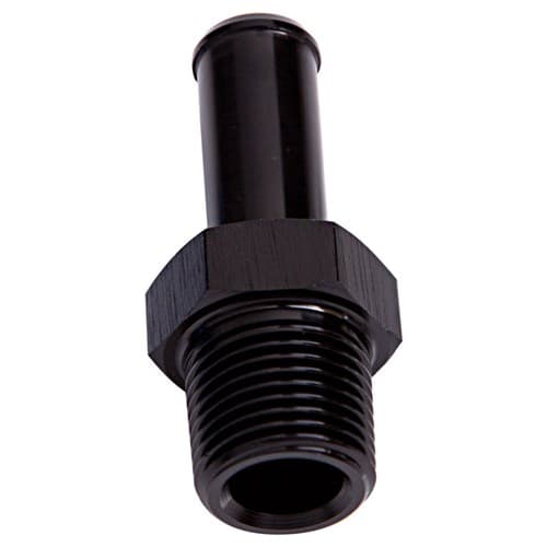 Male 1/2" NPT to 5/8" Barb Black Straight Male to Male