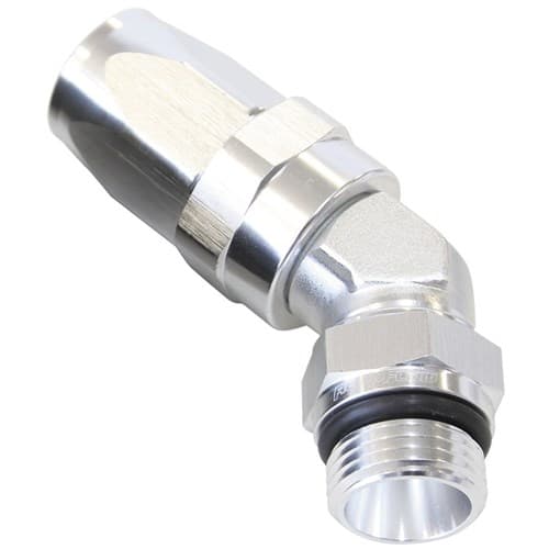 45 Deg -16 Orb to -16AN Hose Silver Swivel