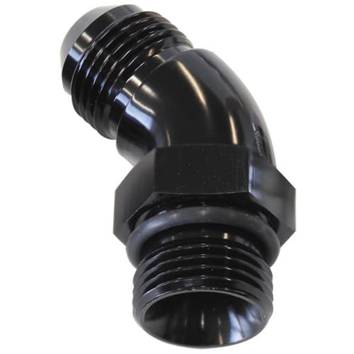 45 Deg -3ORB to -3AN Complete with Jam Nut and O-Ring Black