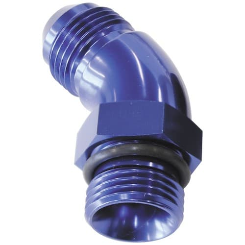 45 Deg -12ORB to -12AN Completwith Jam Nut and O-Ring Blue