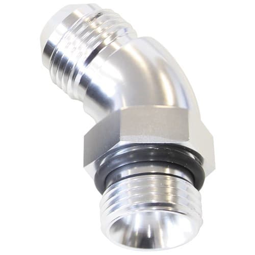 45 Deg -20ORB to -16AN Completwith Jam Nut and O-Ring Silver
