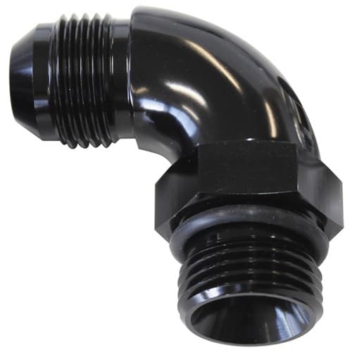 90 Deg -10ORB to -12AN Completwith Jam Nut and O-Ring Black