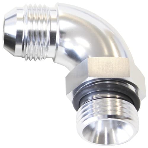 90 Deg -20ORB to -20AN Completwith Jam Nut and O-Ring Silver