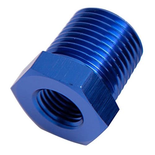 NPT Pipe Reducer, Blue 3/8" NPT Male, 1/8" NPT Female