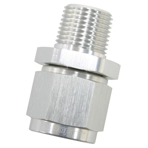 1/4" NPT to -4AN Female Nut Silver Straight Swivel Nut