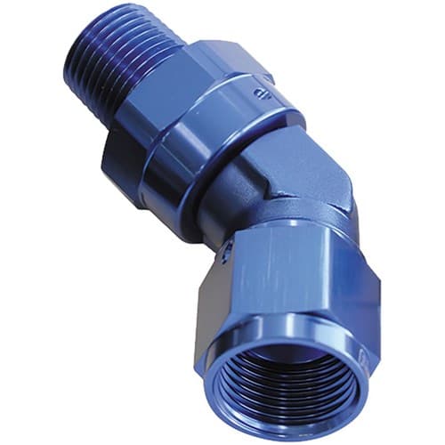 45 Deg 1/8" NPT to -6AN Femaleblue Full Swivel Fitting
