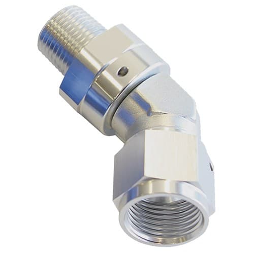 45 Deg 1/2 NPT to -10AN Femalesilver Full Swivel Fitting