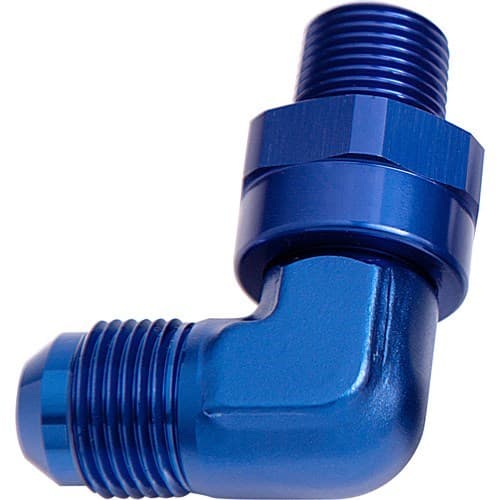 90 Deg 1/2" NPT to -10AN Blue Male Swivel Thread
